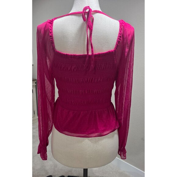 LC Lauren Conrad Womens Hot Pink Square Neck Smocked Maxi Skirt and With Ruffle - Picture 8 of 9